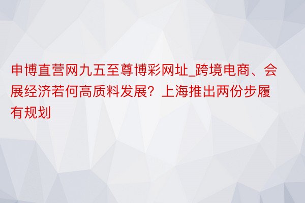 申博直营网九五至尊博彩网址_跨境电商、会展经济若何高质料发展？上海推出两份步履有规划