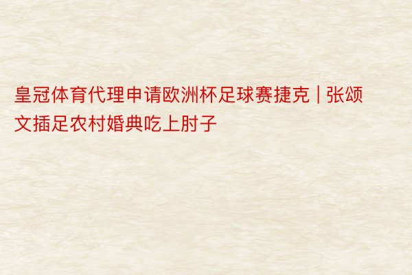 皇冠体育代理申请欧洲杯足球赛捷克 | 张颂文插足农村婚典吃上肘子