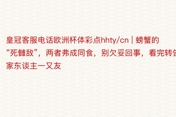 皇冠客服电话欧洲杯体彩点hhty/cn | 螃蟹的“死雠敌”，两者弗成同食，别欠妥回事，看完转告家东谈主一又友
