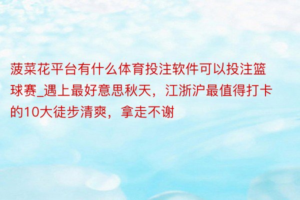 菠菜花平台有什么体育投注软件可以投注篮球赛_遇上最好意思秋天，江浙沪最值得打卡的10大徒步清爽，拿走不谢